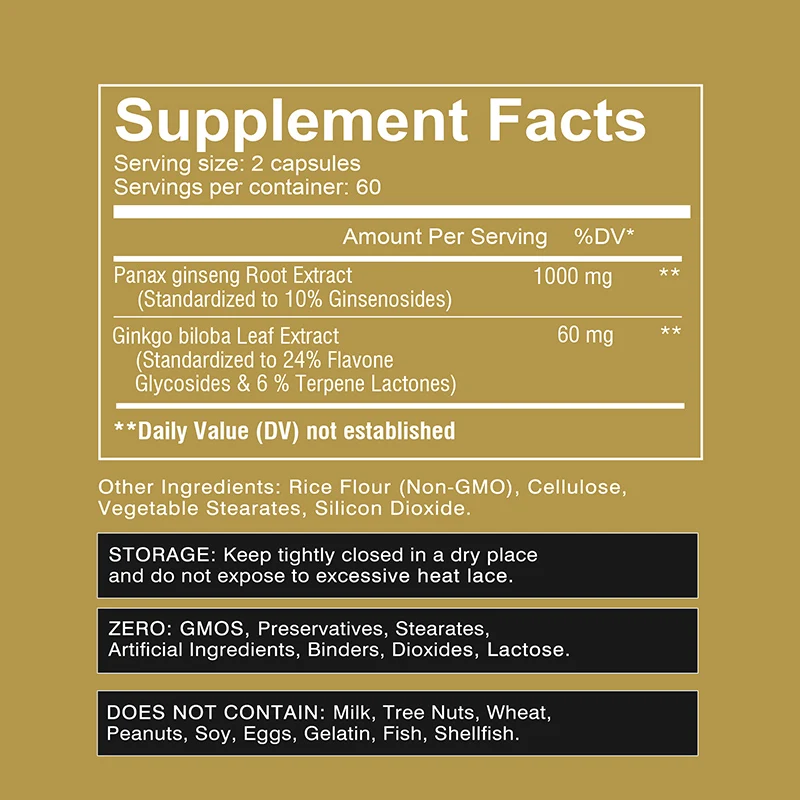 Капсулы с женьшенем и гинкго б – обзор и цена Ginkgo Biloba Extract
